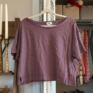 2/$10 Old Navy Women's Striped Short Sleeve Top - Burgundy